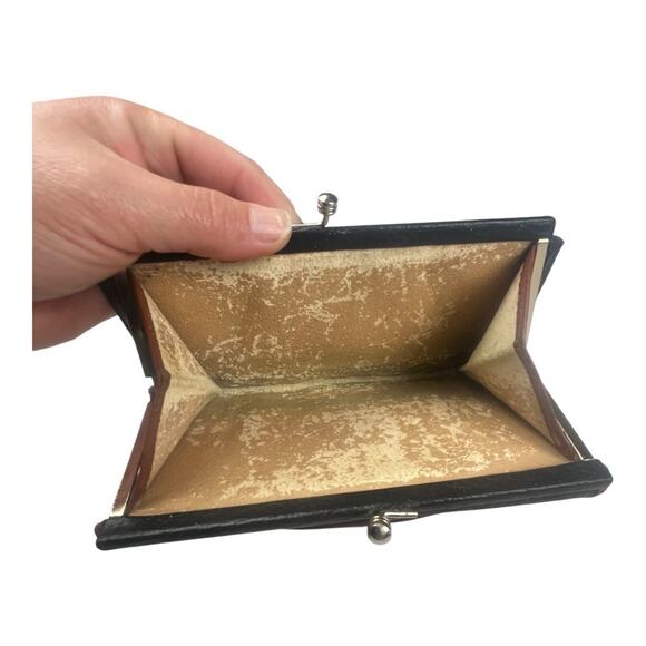 DOONEY & BOURKE Wallet Clutch Navy Blue Tan Vintage Kiss-Lock Bifold Classic - Picture 15 of 15